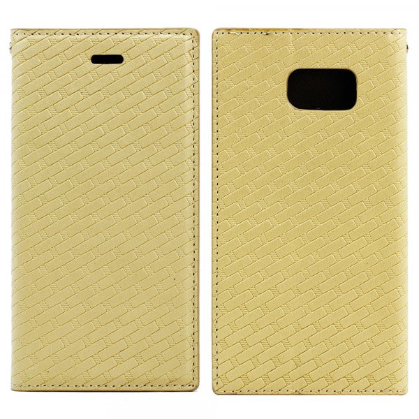 Wholesale Samsung Galaxy S6 Slim Check Magnetic Flip Leather Wallet Case (Gold)